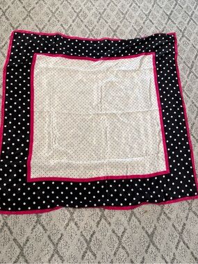 Polka Dot Scarf with Hot Pink Trim